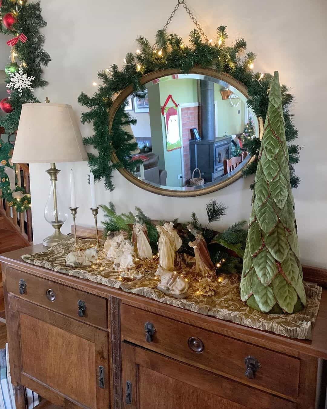 Elegant Vintage Buffet Nativity Arrangement
