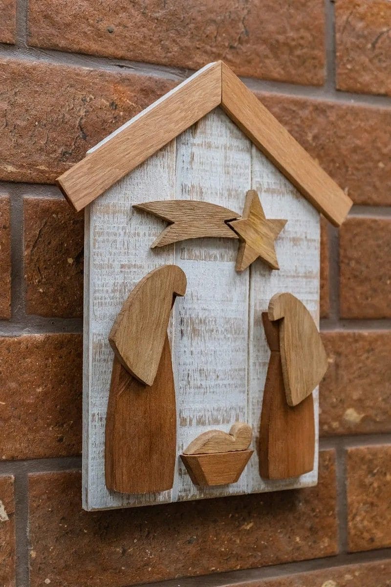 Minimalist Wooden Nativity Wall Art