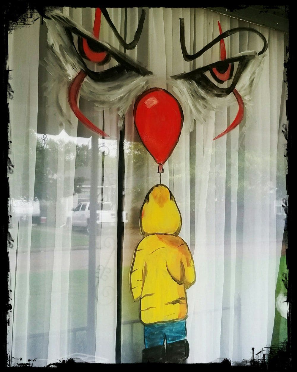 Pennywise-Inspired Halloween Window Display