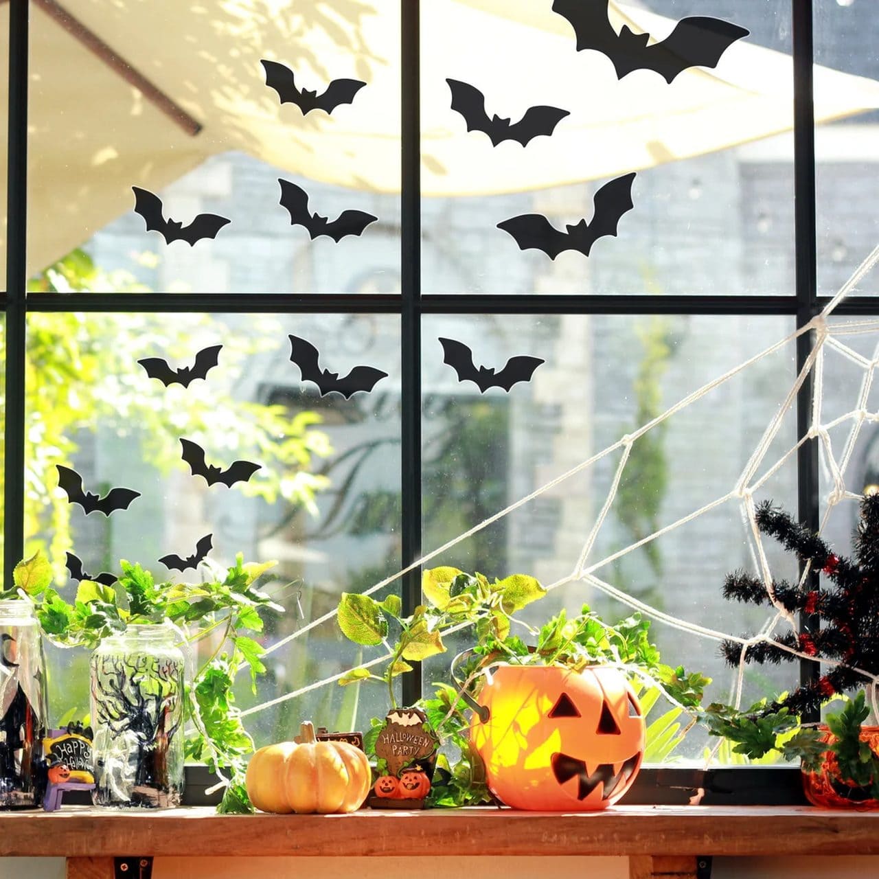 Bat Swarm Daylight Window Scene