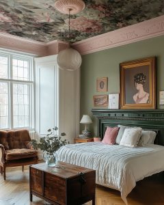 Vintage floral ceiling wallpaper