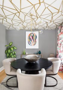 Geometric gold ceiling wallpaper