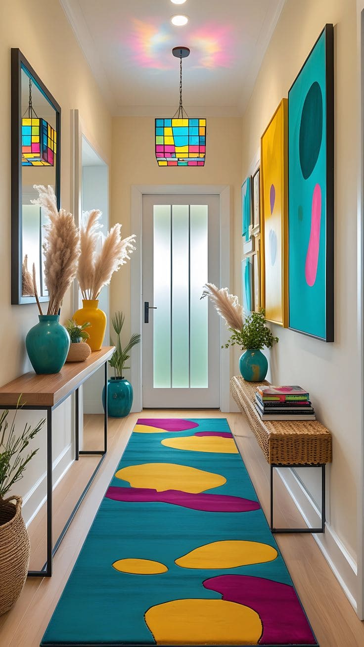 Bold and Playful Hallway with Retro Charm