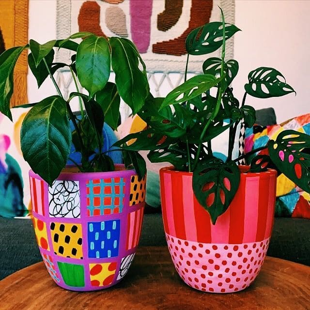 Handpainted Funky Plant Pots With Patterns