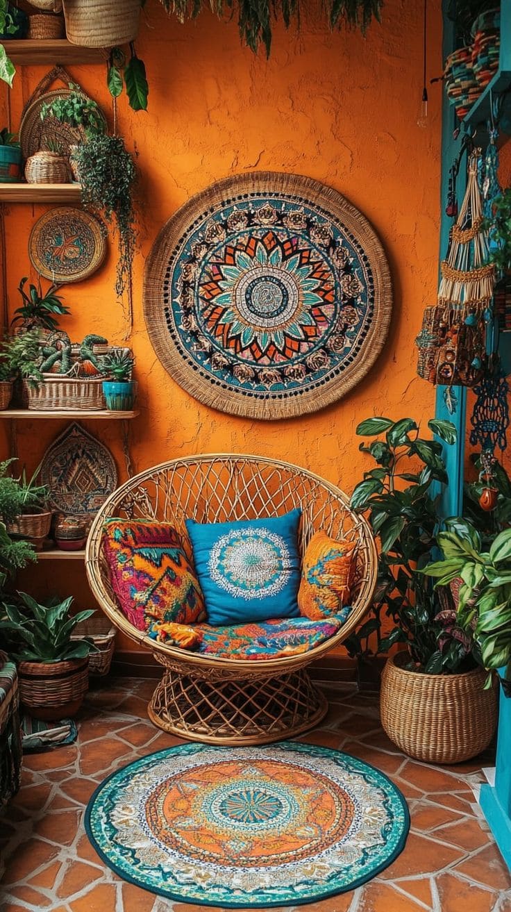 Vibrant Mandala-Style Boho Chair Nook