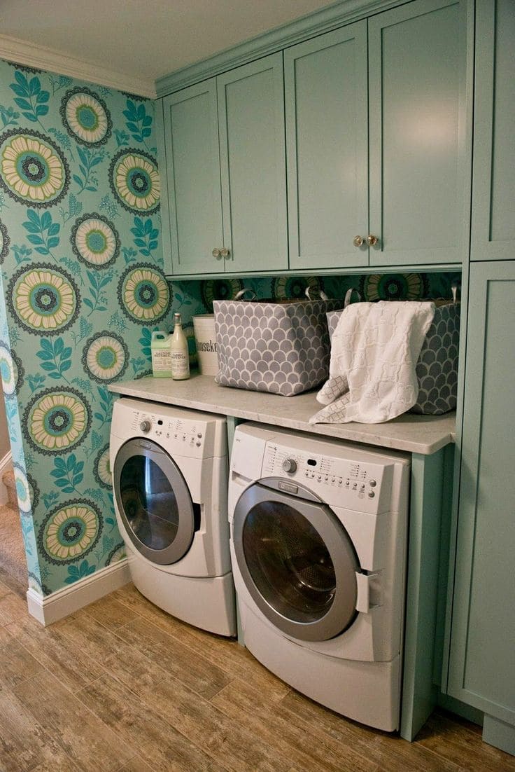 Tranquil Floral Elegance Laundry Room