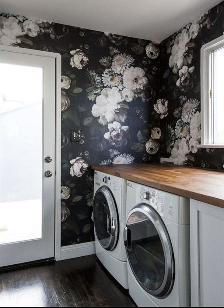 Bold Floral Drama Laundry Room