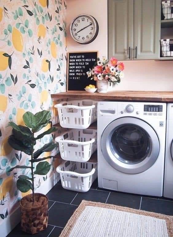 Vibrant Eclectic Floral Laundry Room