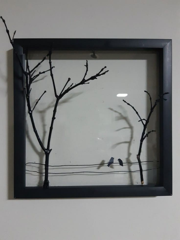 Tranquil Bird Branch Frame Art
