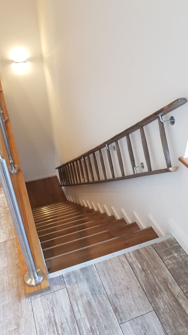 Rustic Ladder Rail Stairway Accent