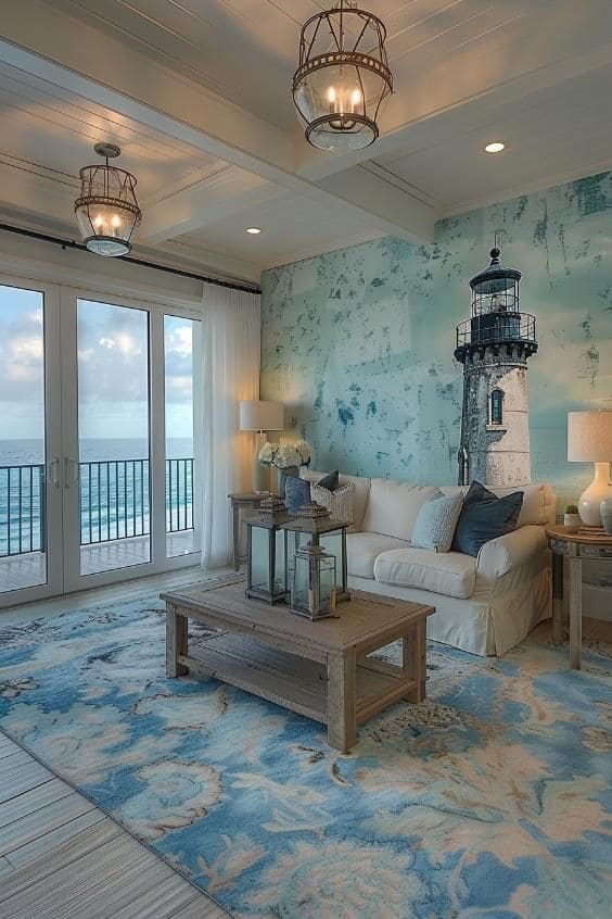 Nautical Lighthouse Inspired Living Space