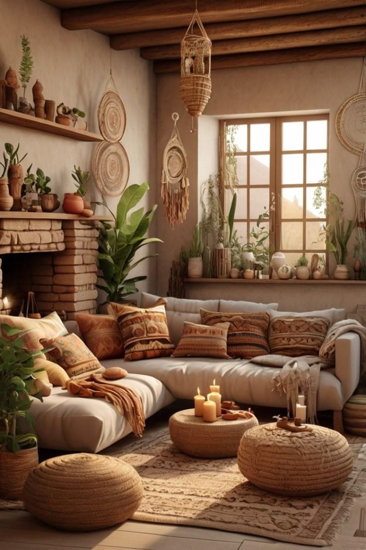 Cozy Bohemian Brown Living Room