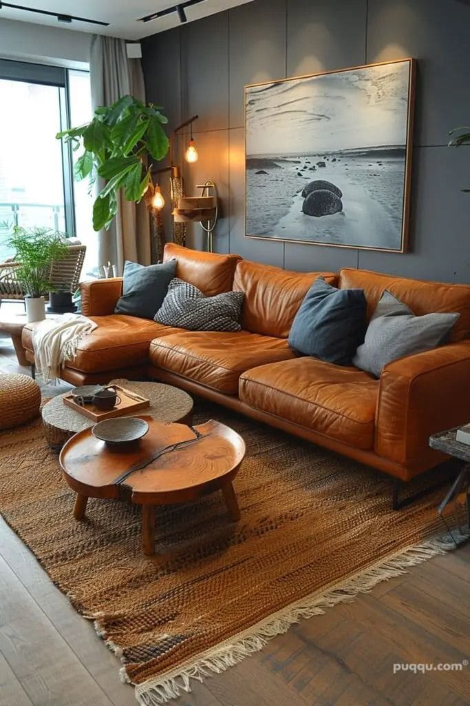 Sleek Modern Brown Living Room with Earthy Touches