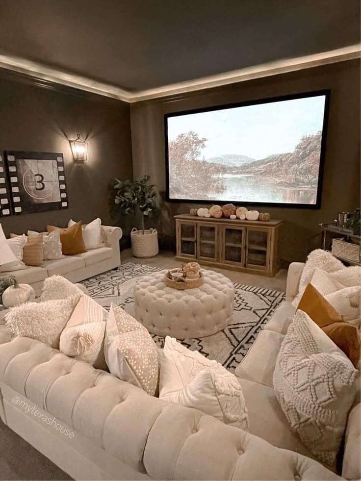 Neutral Toned Luxury Home Theater