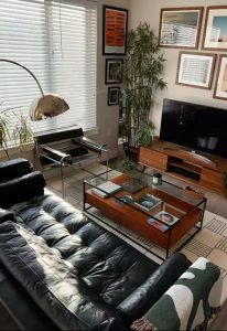 Mid-Century Modern TV Setup with Sleek Lines