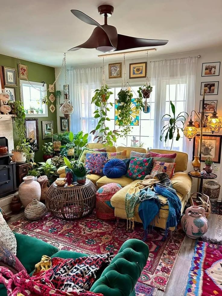 Eclectic and Lively Earthy Living Spaces