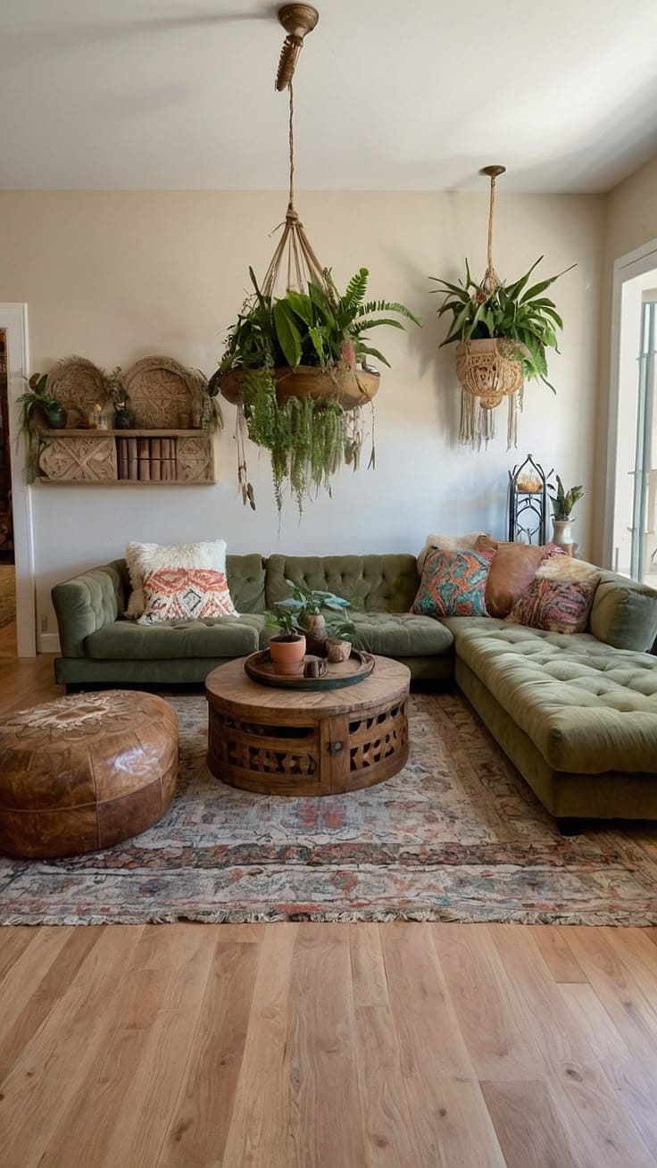Green and Grounded Earthy Living Rooms