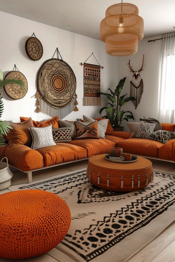 Boho Earthy Living Rooms with Rich Tones