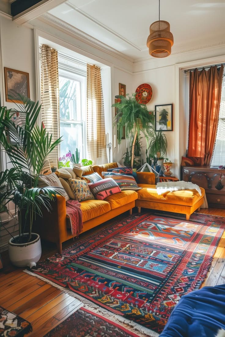 Bohemian Earthy Living Rooms with Vibrancy