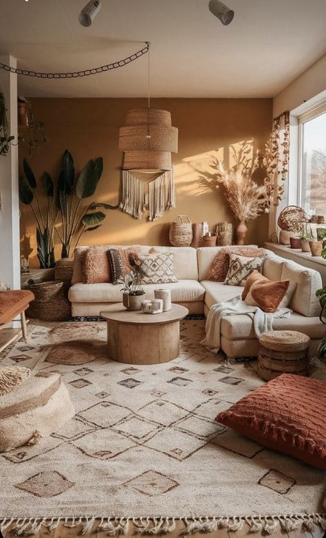 Serene and Warm Earthy Living Spaces