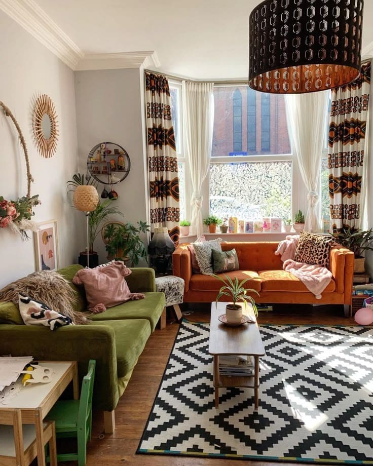 Eclectic Earthy Spaces with Bold Colors