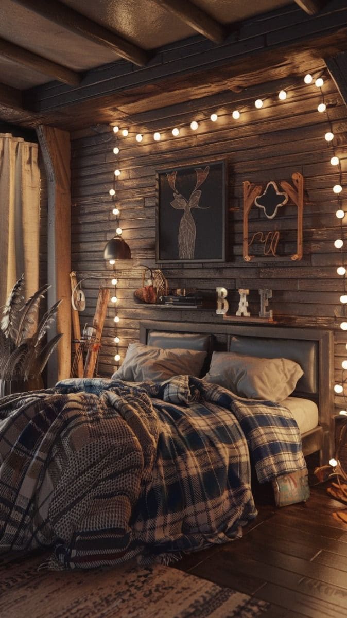 Inviting Farmhouse Bedroom with Soft Lighting
