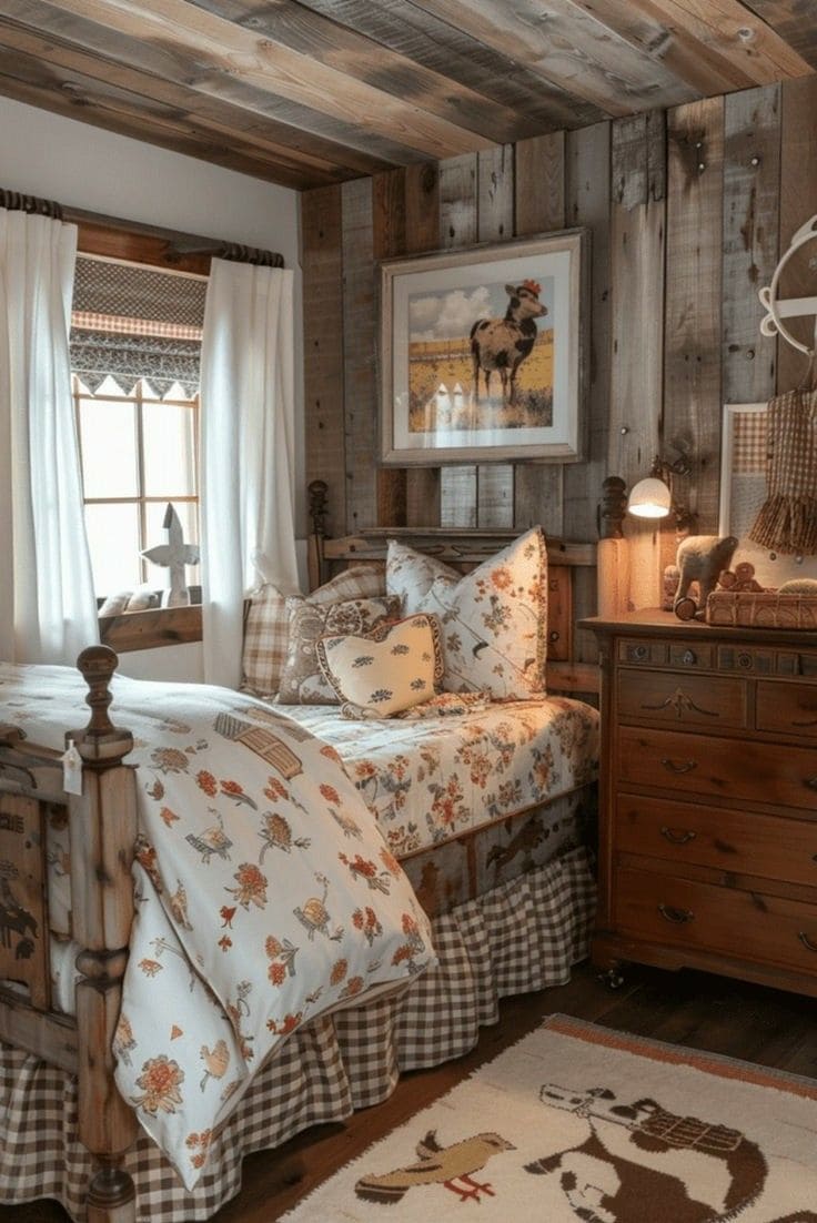 Rustic Elegance in a Charming Farmhouse Bedroom