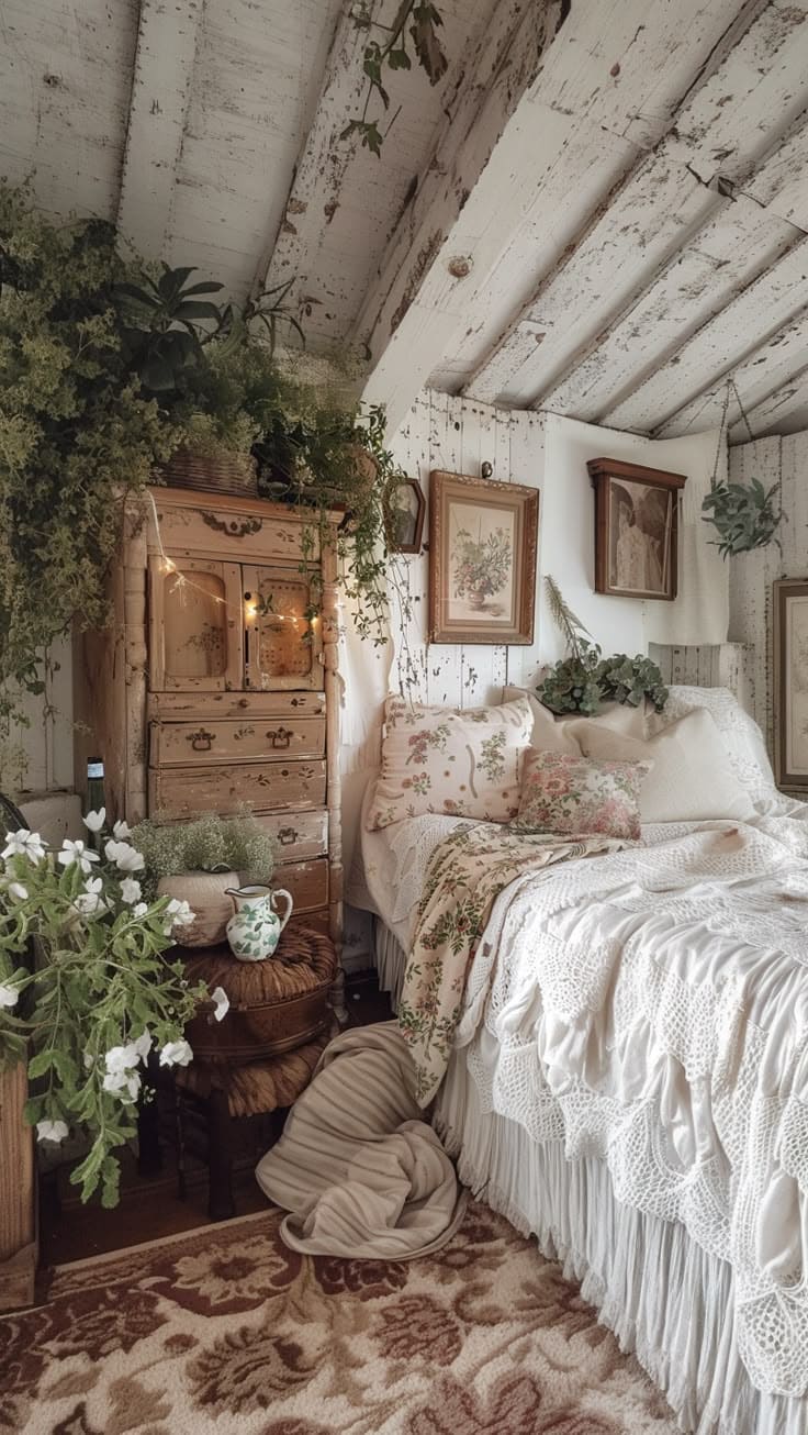 Vintage Farmhouse Bedroom with Romantic Details