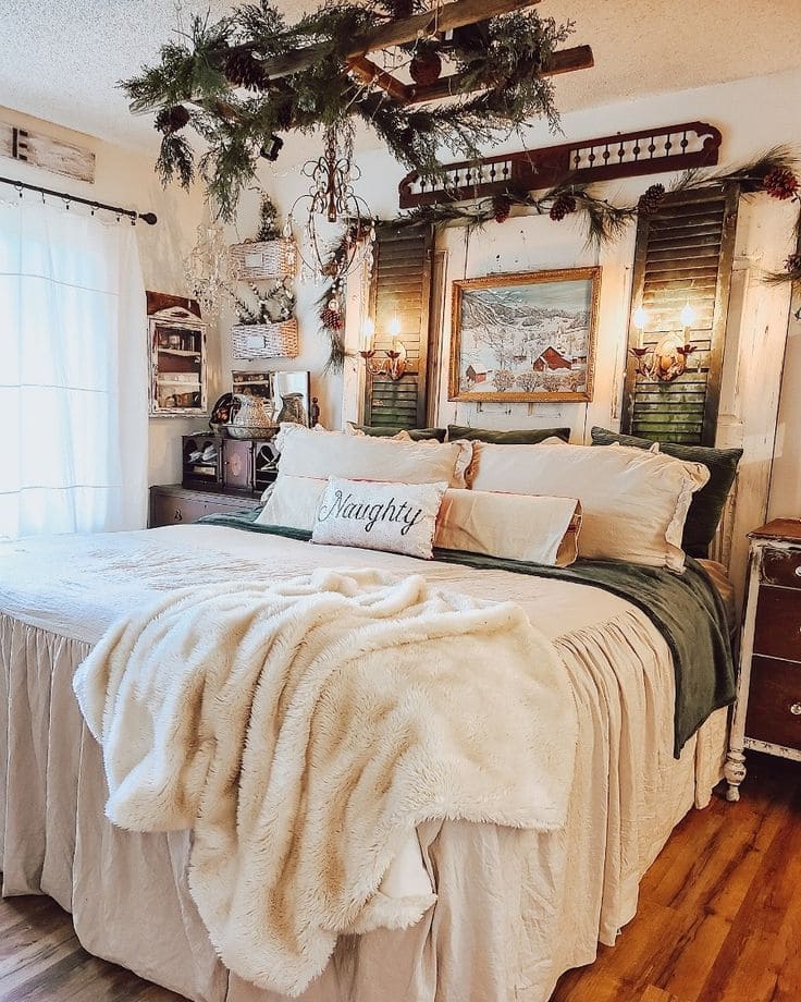 Holiday-Themed Farmhouse Bedroom