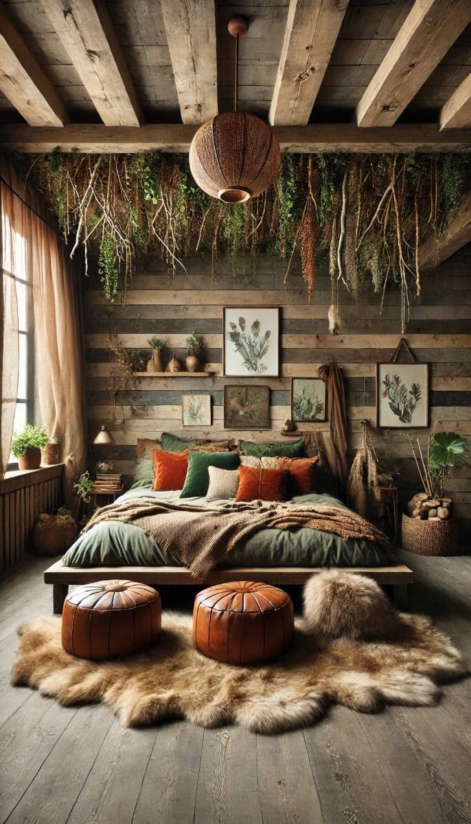 Bohemian Earthy Farmhouse Bedroom