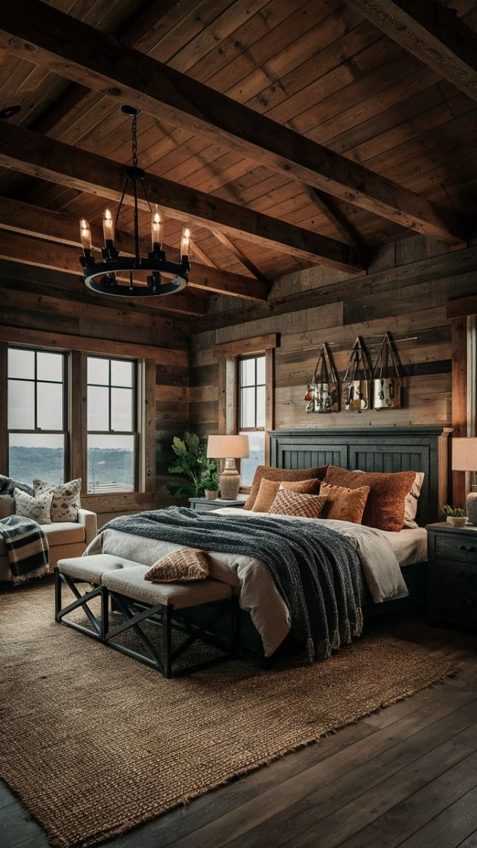 Cozy Farmhouse Bedroom with Industrial Flair