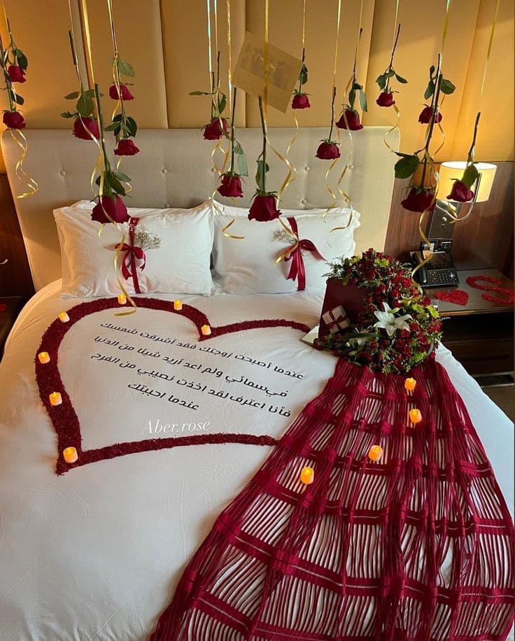 Floating Roses and Personalized Love Letter Bed