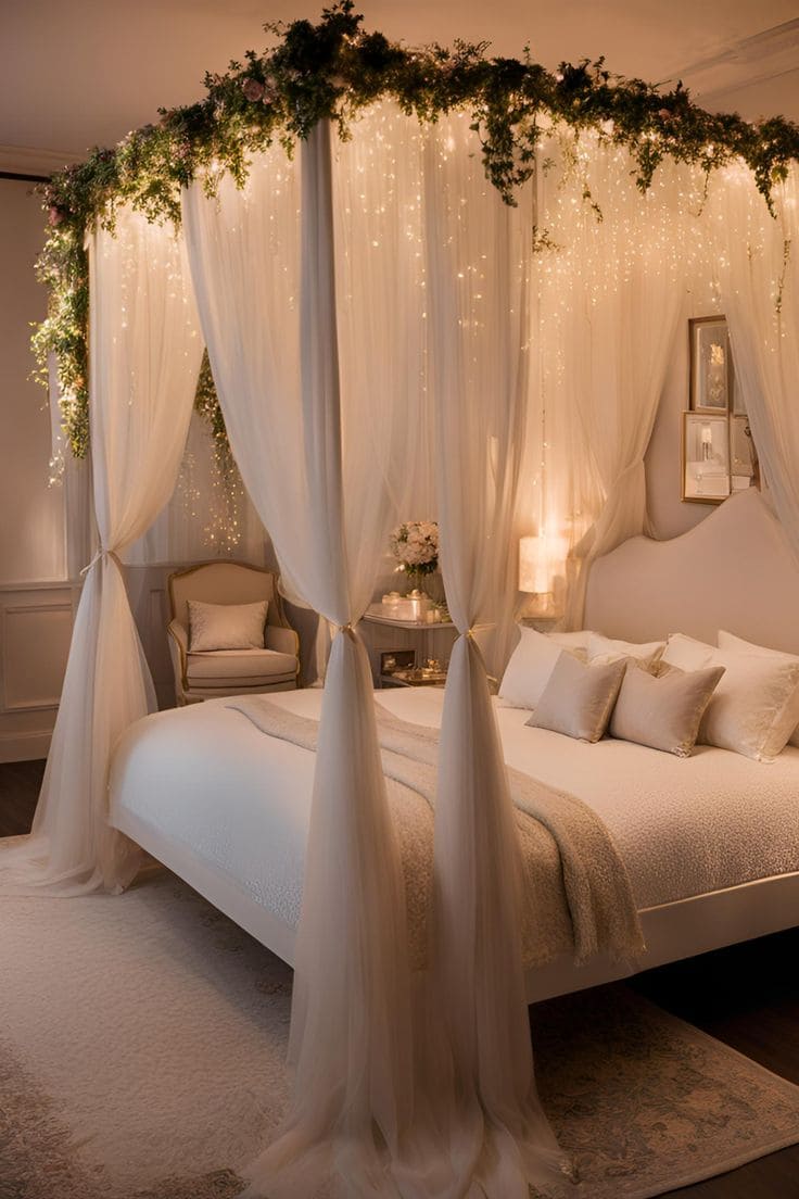 Canopy Bedroom Enhanced with Twinkling Lights
