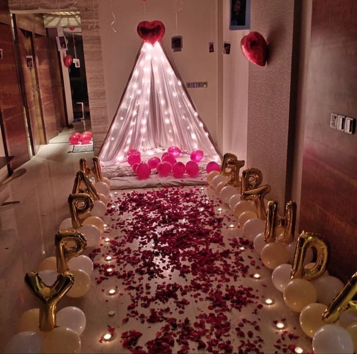 Romantic Birthday Setup with Thoughtful Decorations