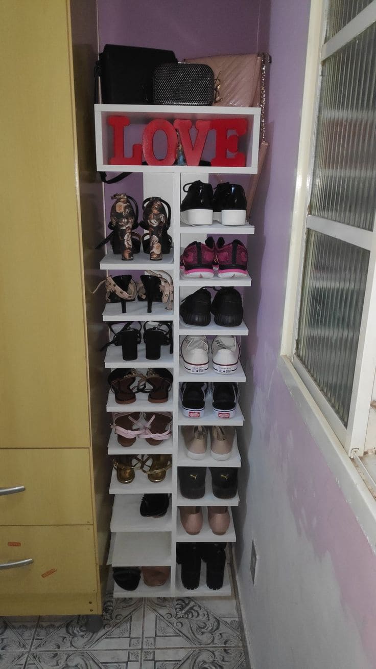 Vertical Shoe Organizer with Artistic Flair