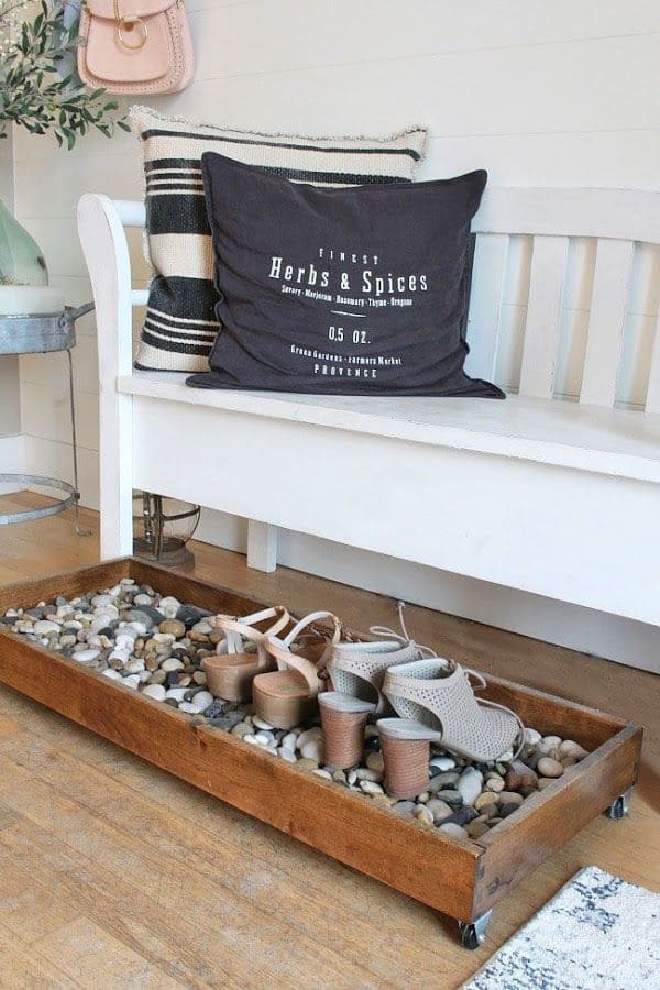 Spa-Inspired Rolling Pebble Shoe Tray