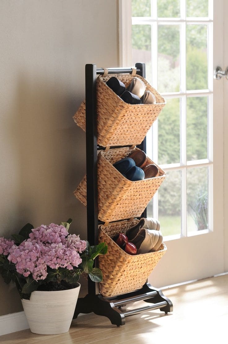 Handwoven Basket Shoe Storage