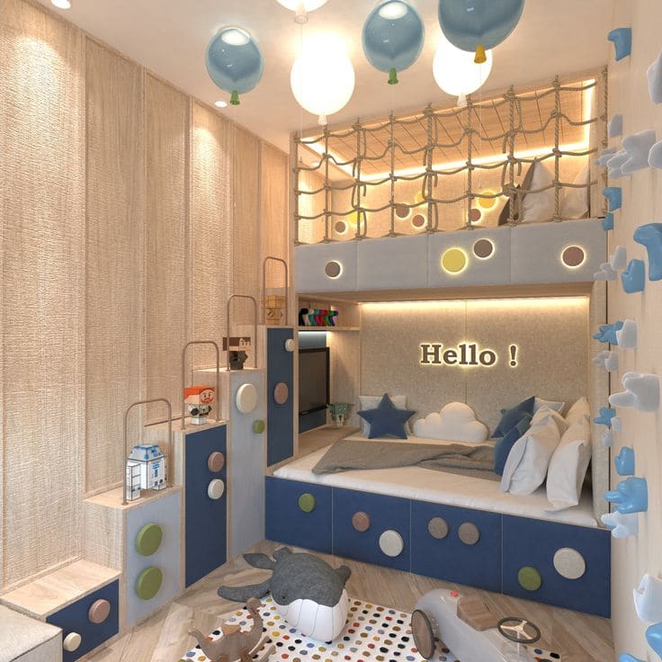 Balloon-Inspired Bunk Bed with Storage