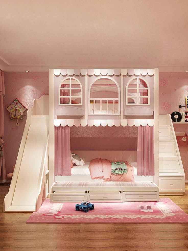 Princess Castle Bunk Bed with Arched Windows
