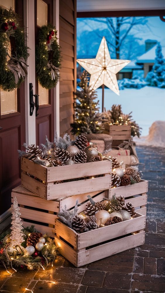 Rustic Woodland Christmas Porch Design