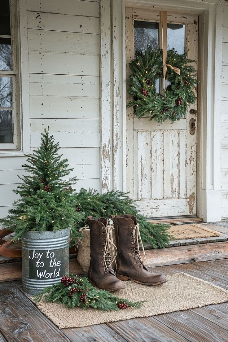Simple Evergreen Christmas Porch Style