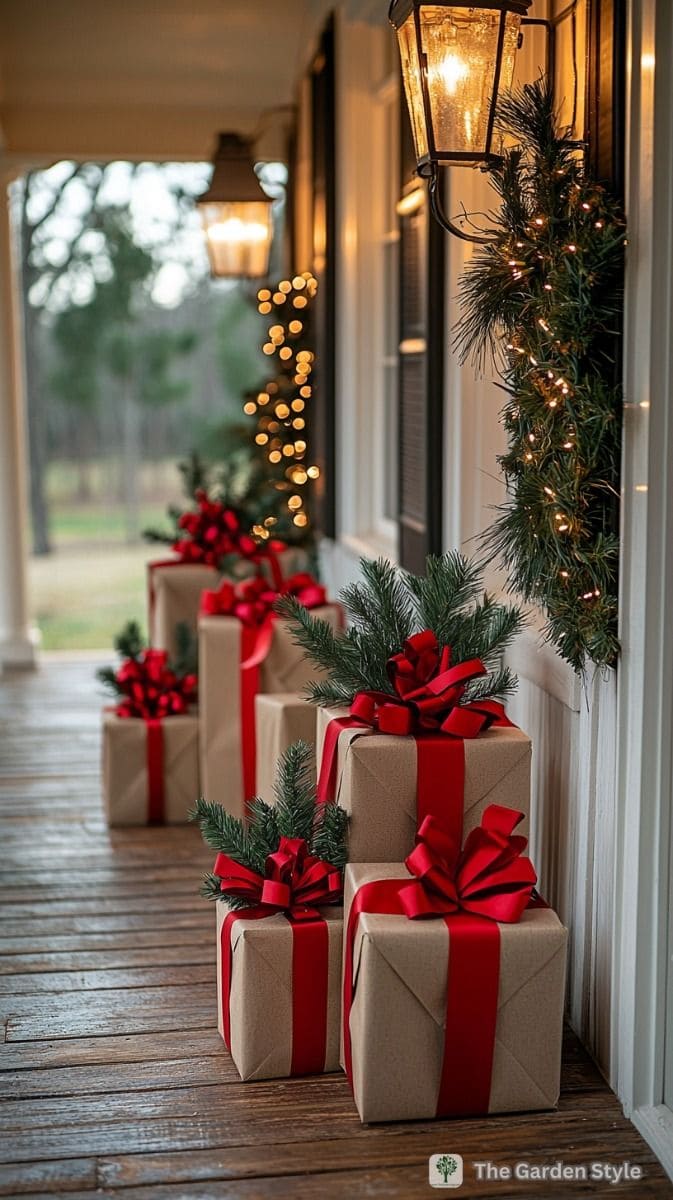 Stylish Gift Box Christmas Porch Display