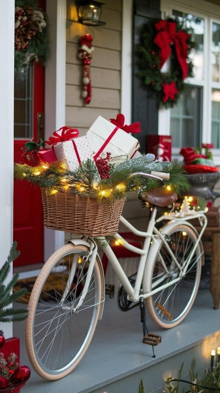 Vintage Bicycle Christmas Porch Decor