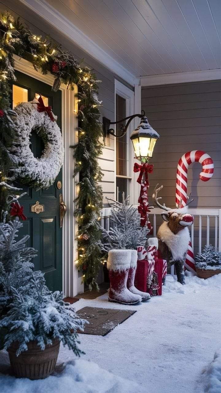Magical Candy Cane Christmas Porch Display