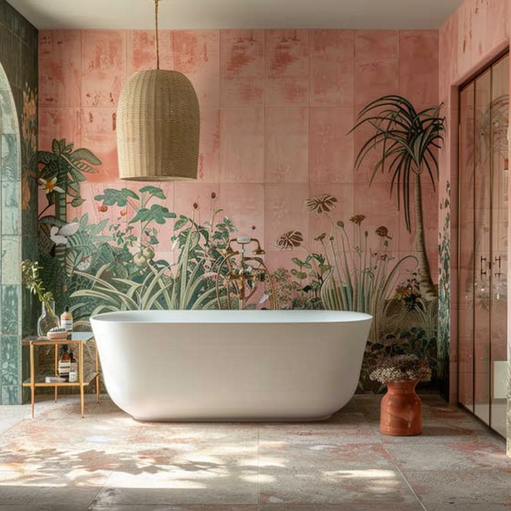 Budget-Friendly Botanical Bathroom Design