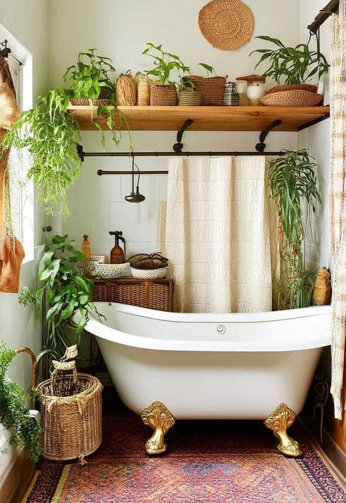 Compact Botanical Bathroom with Rustic Elements