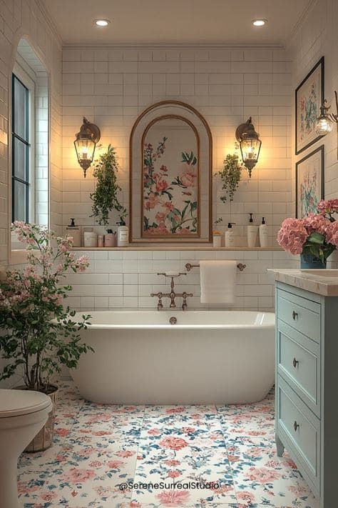 Floral-Inspired Bathroom Escape