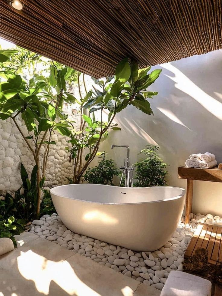 Tropical Spa Bathroom with Natural Elements