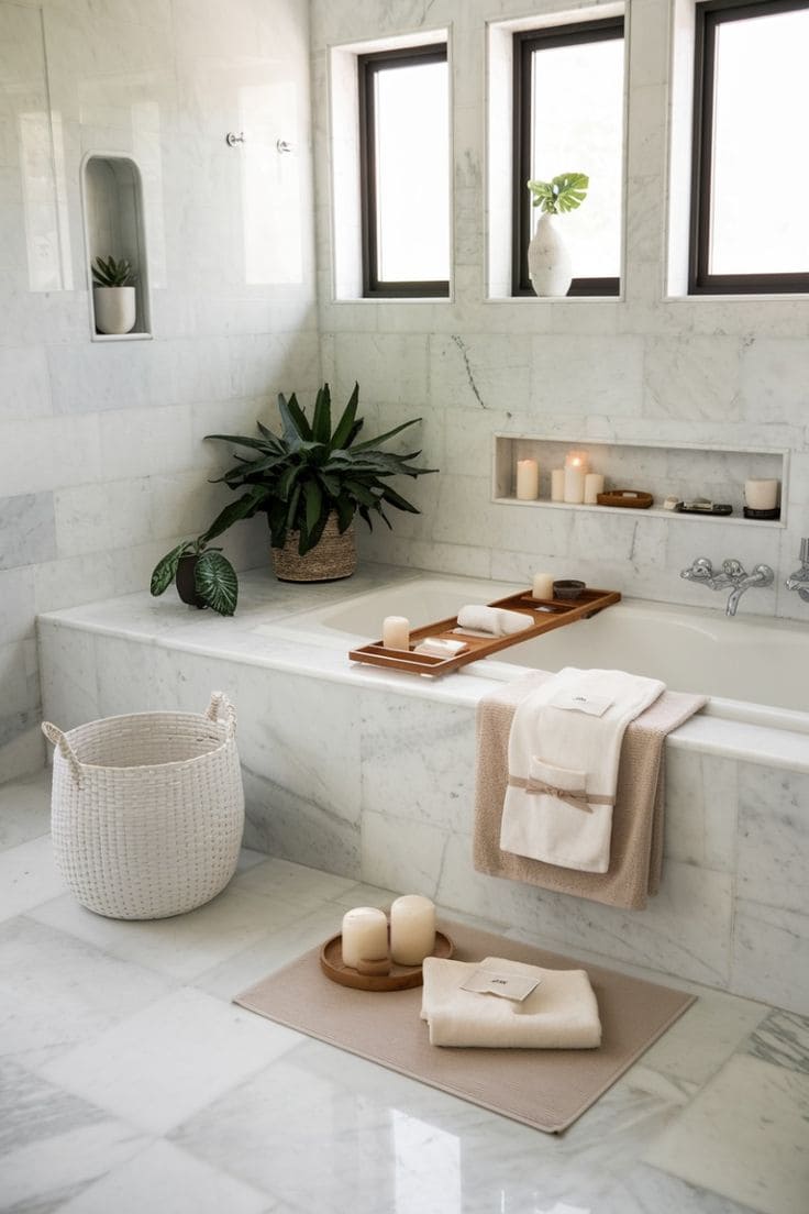Minimalist Marble Spa Bathroom