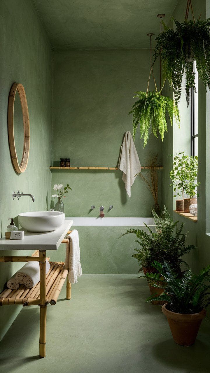 Soothing Green Oasis Bathroom Design